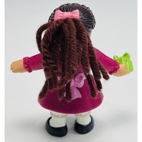 VTG 1992 Cabbage Patch Kids CPK Brunette Pink Dress Girl Mini Figure Doll READ - Picture 2 of 3